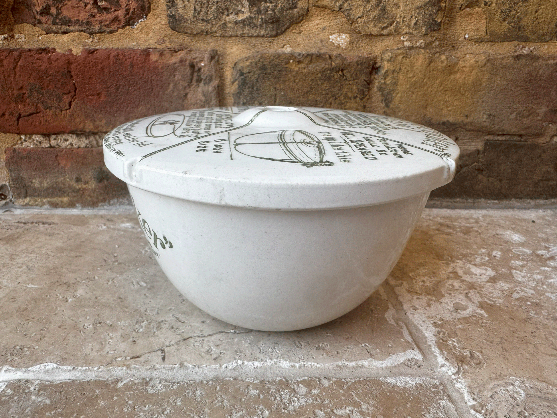 antique edwardian rare grimwades ironstone advertising large quick cooker bowl