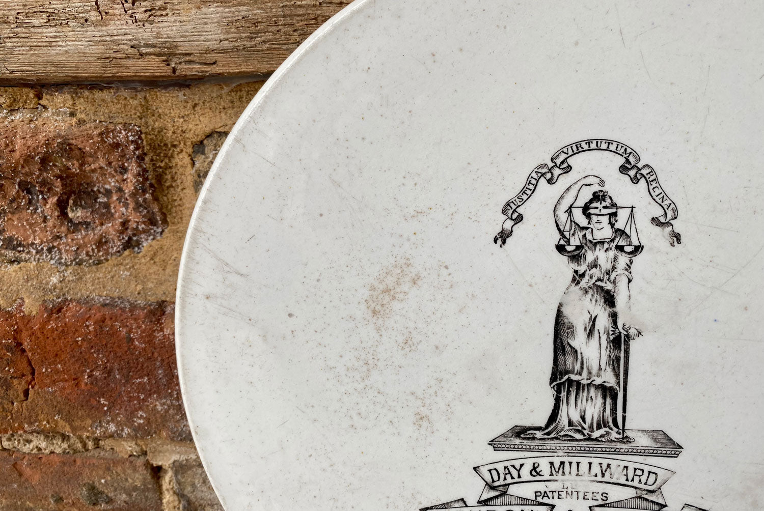 antique edwardian large white ironstone advertising scale plate cheese platter day millward birmingham