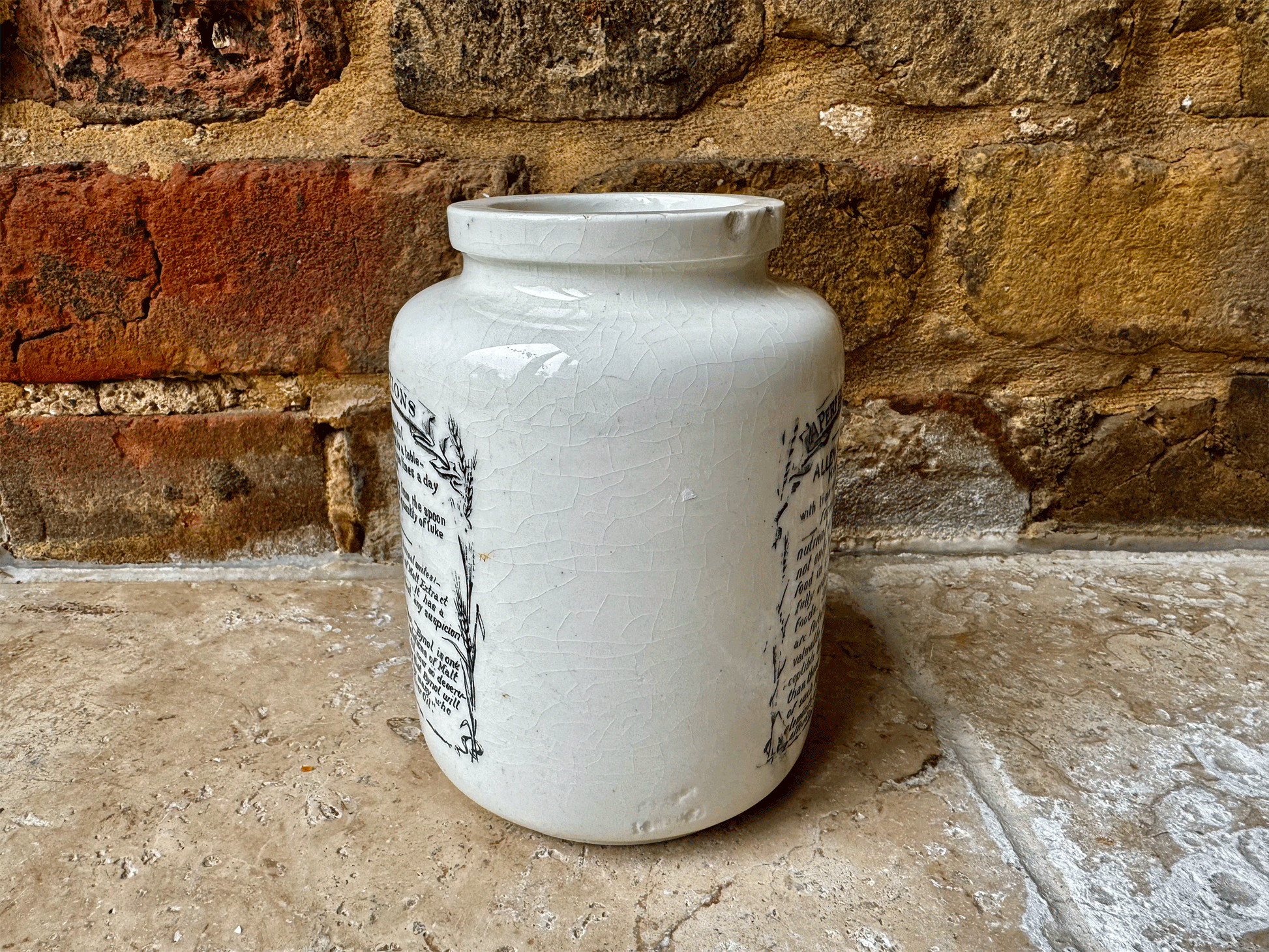 antique victorian rare large allen hanbury bynol malt oil extract ironstone english advertising pot