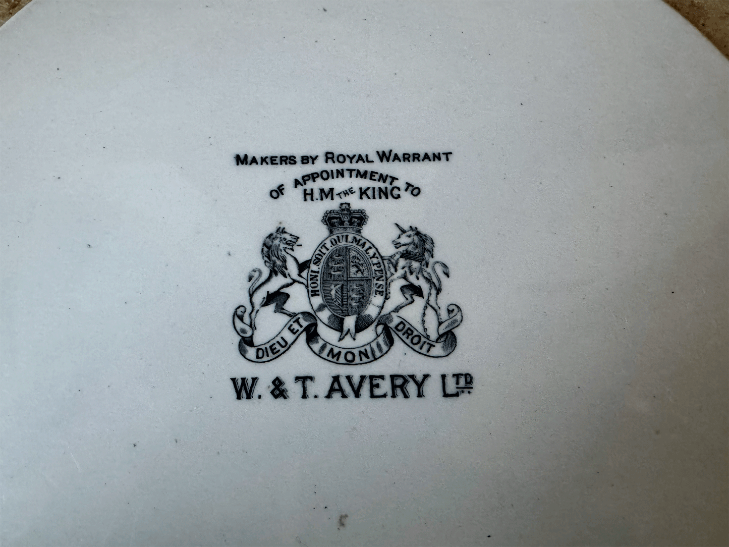 large antique edwardian rare white ironstone scale plate black transferware advertising w t avery