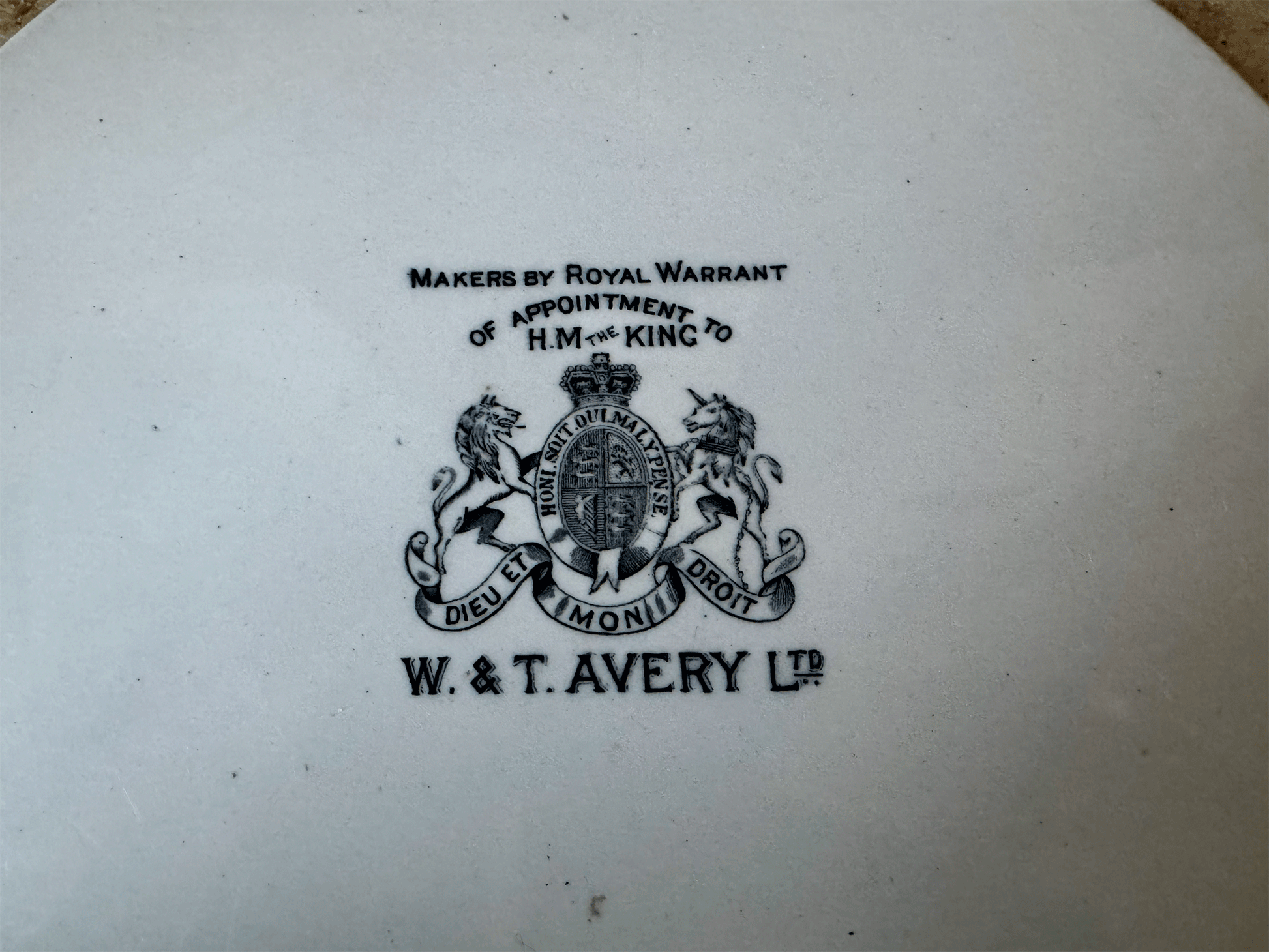 large antique edwardian rare white ironstone scale plate black transferware advertising w t avery