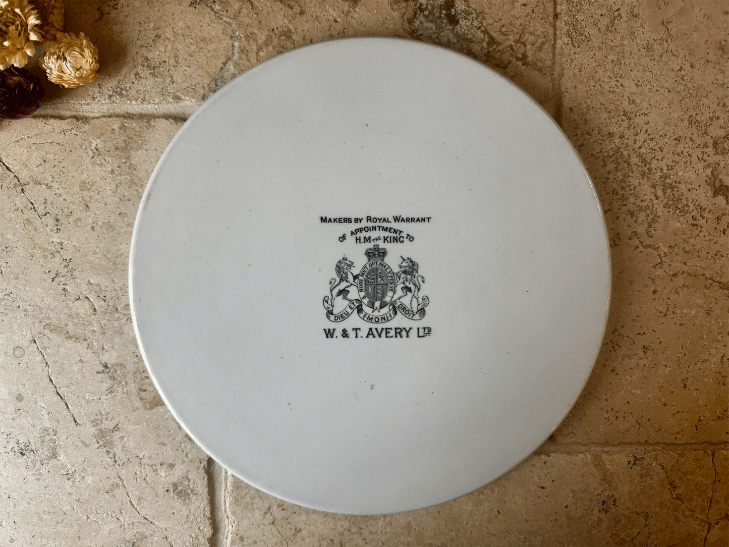 large antique edwardian rare white ironstone scale plate black transferware advertising w t avery