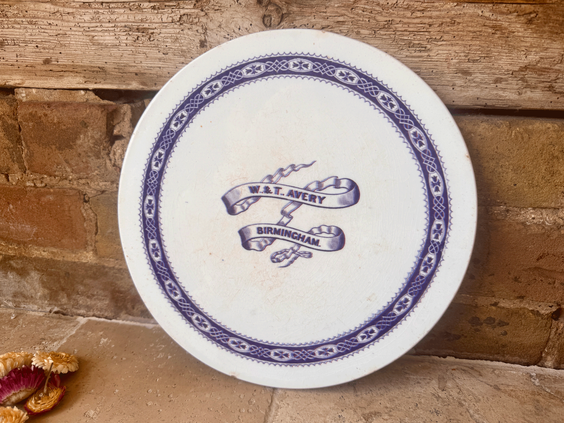 rare large antique edwardian white ironstone purple transferware wt avery advertising scale plate cheese platter