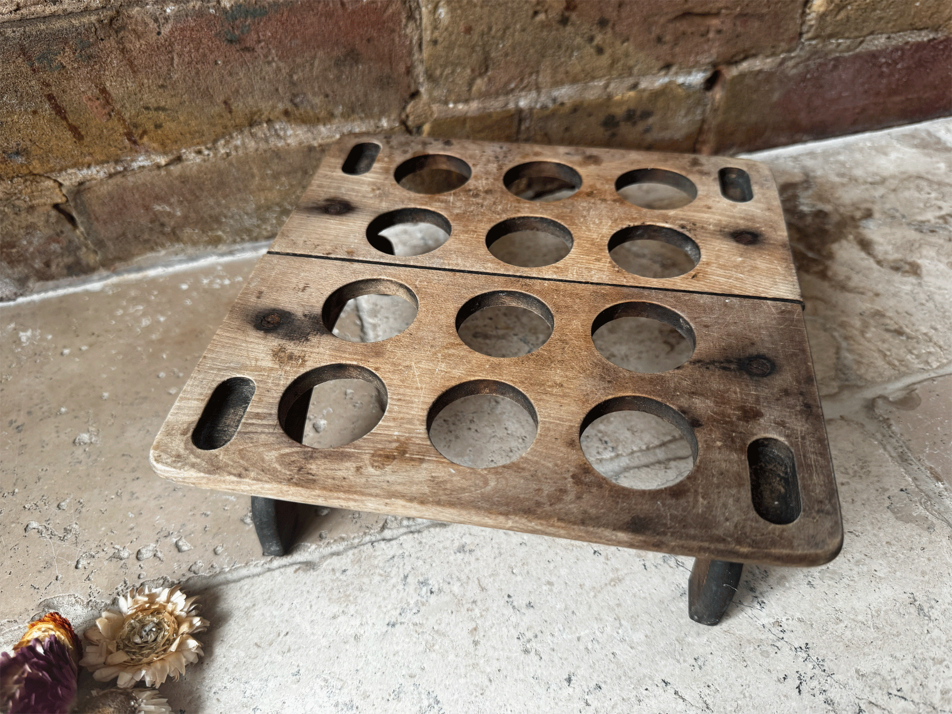antique english edwardian rare treen wooden stackable square egg rack one dozen eggs