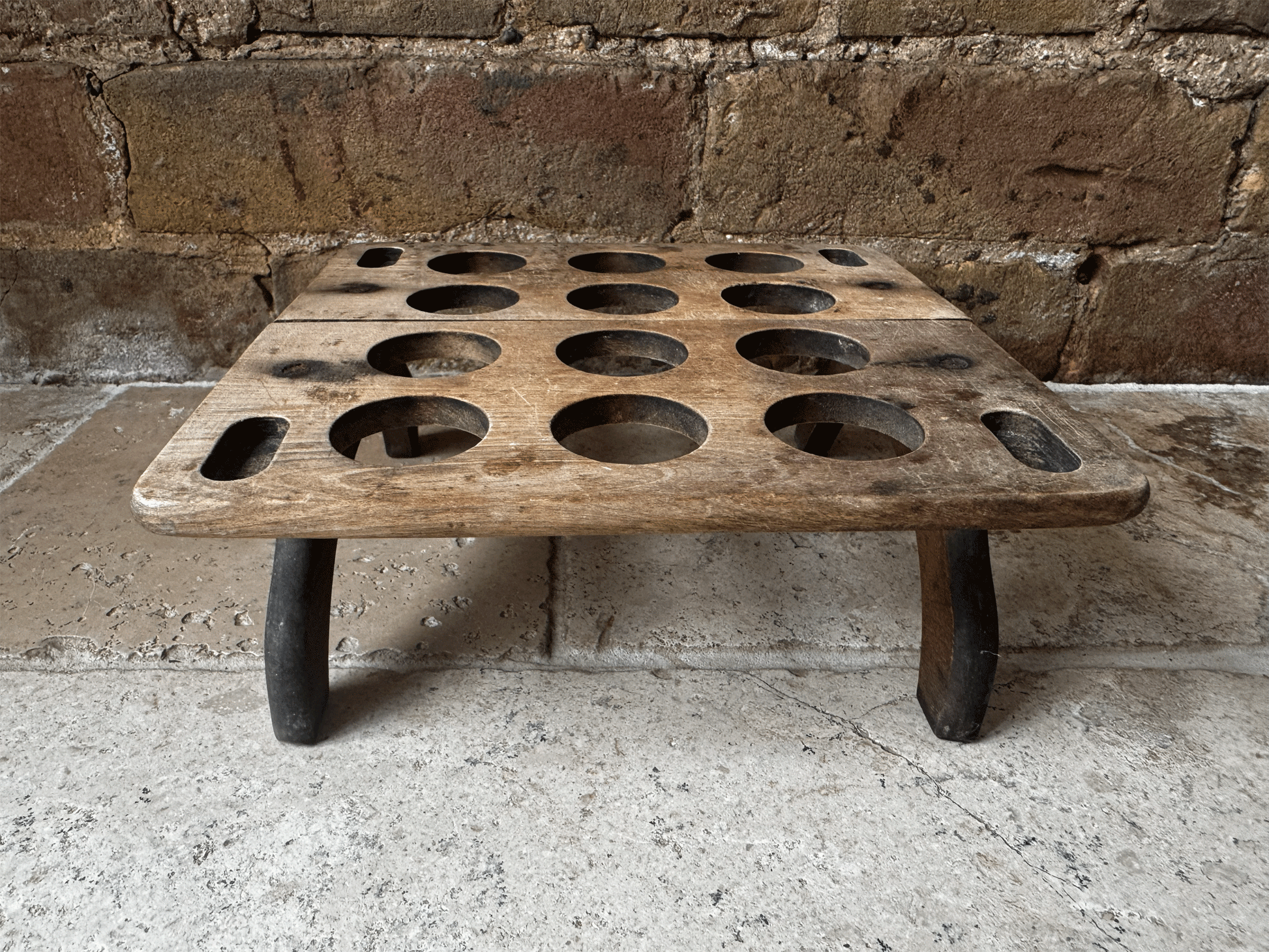 antique english edwardian rare treen wooden stackable square egg rack one dozen eggs