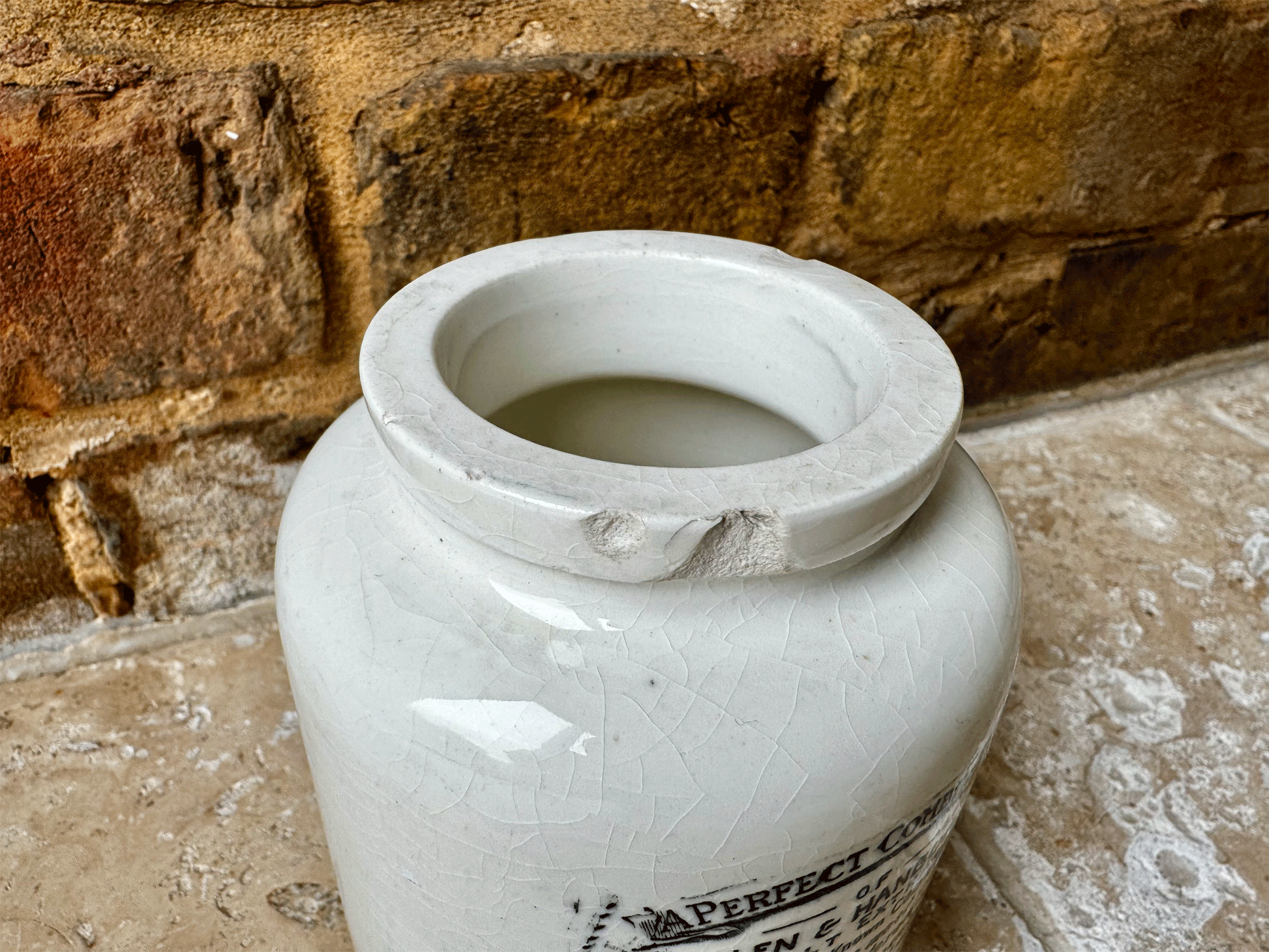 antique victorian rare large allen hanbury bynol malt oil extract ironstone english advertising pot