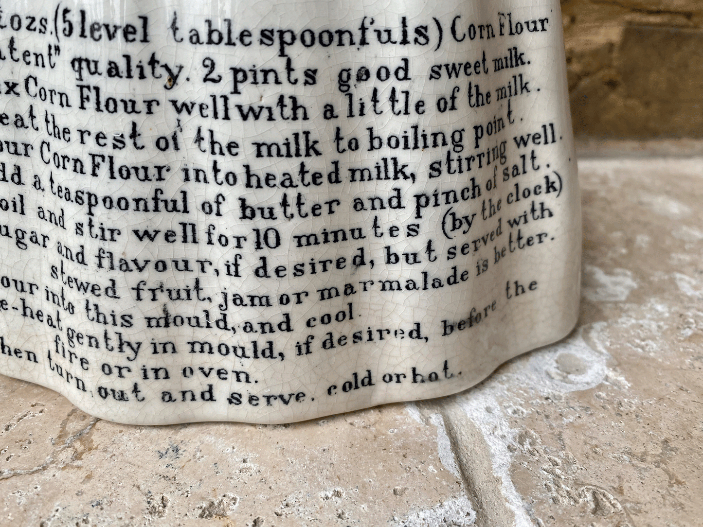 rare antique edwardian white ironstone advertising jelly mould brown polson cornflour blancmange