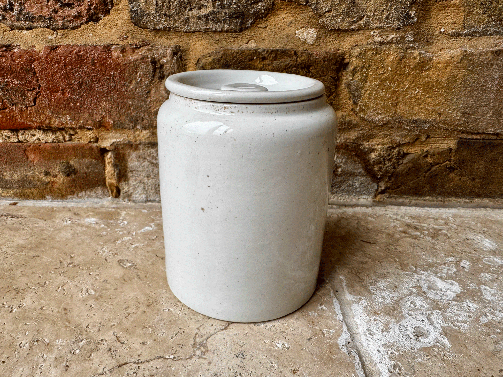 rare antique edwardian white ironstone kitchen storage jar canister black undergalze label linseed