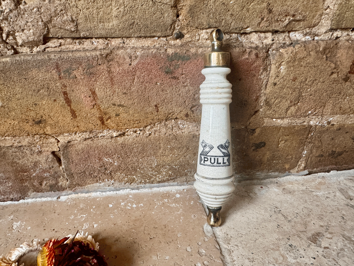 rare antique edwardian white ironstone cistern toilet lavatory loo pull handle black transferware typography
