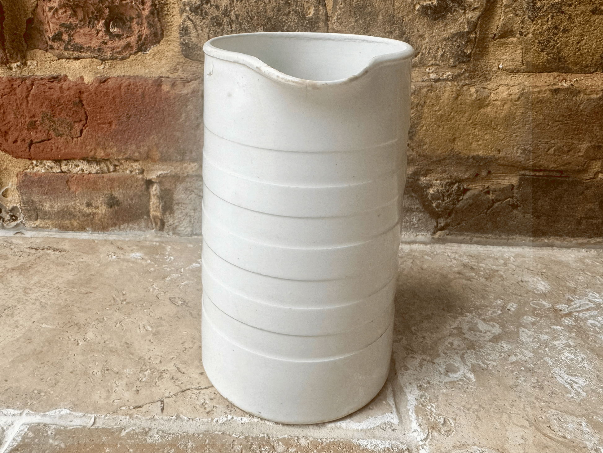 antique english plain white ironstone dairy jug pitcher vase utensil storage