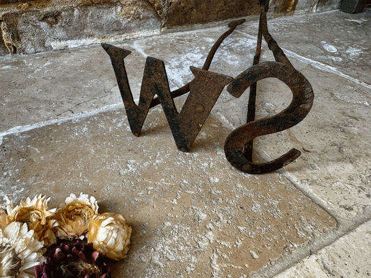 antique english cast iron sheep branding marker s w initials
