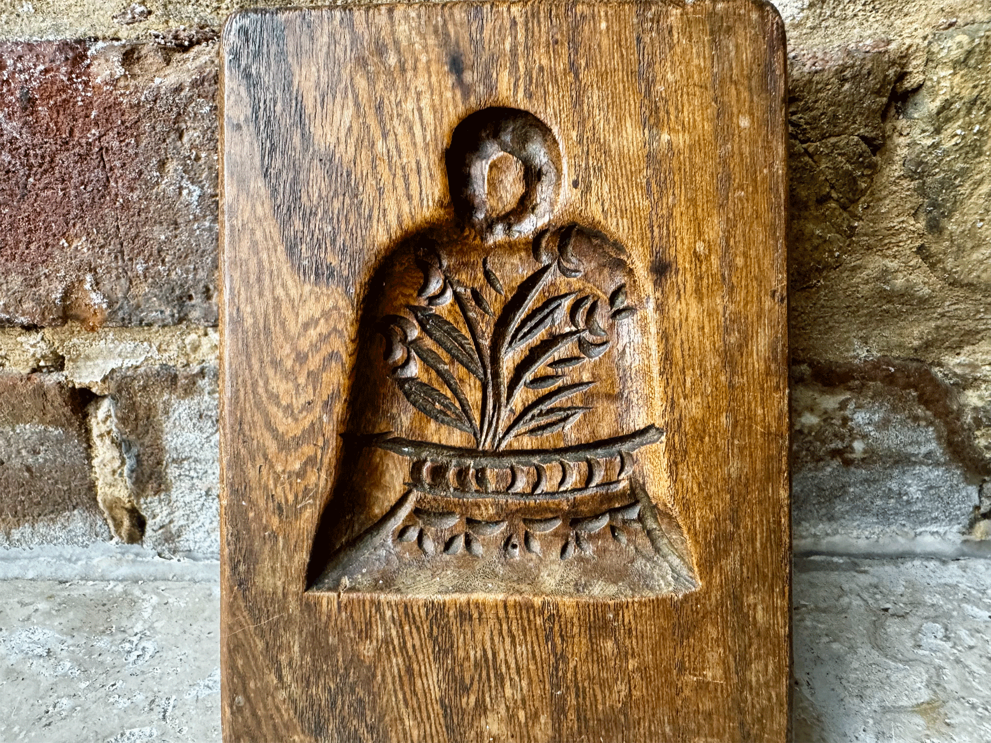 antique carved english treen wooden biscuit icing butter mould stamp