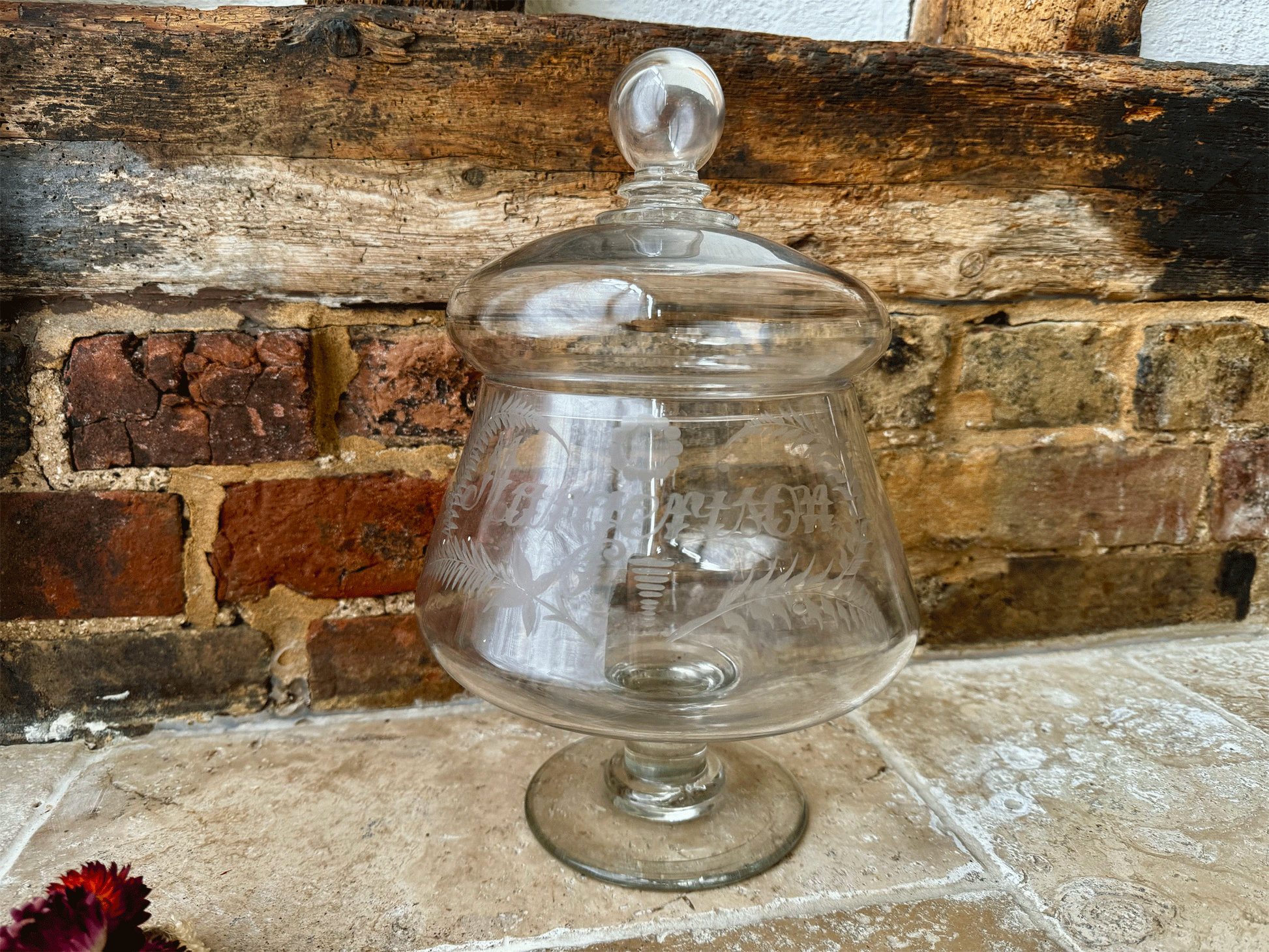 rare antique english early 20th century shop glass display jar advertising margerison soaps