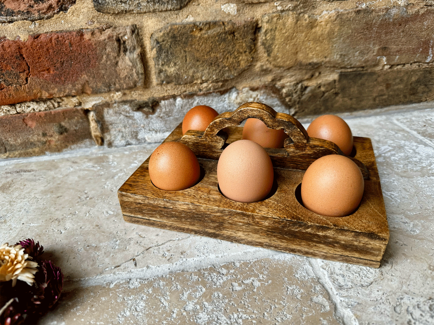 antique english early 20th century treen wooden egg rack six half dozen eggs