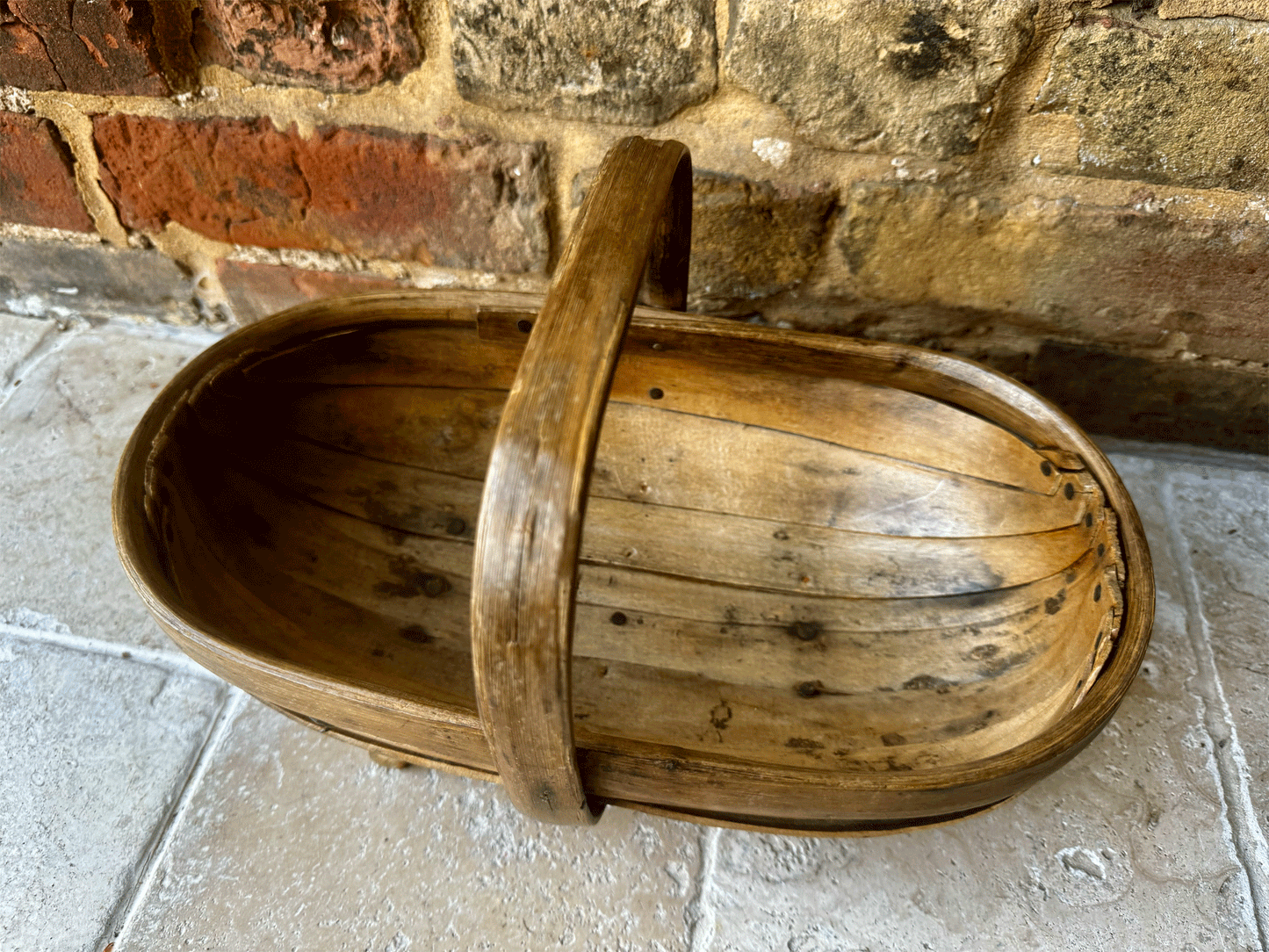 antique early 20th century rustic wooden treen sussex trug