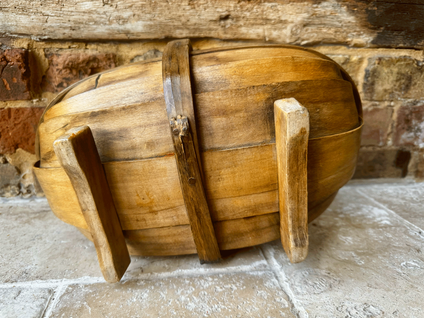 antique early 20th century rustic wooden treen sussex trug