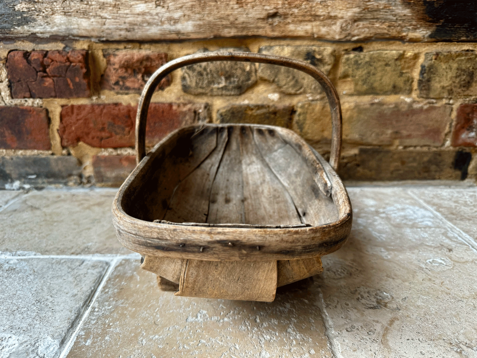 antique english wooden treen small sussex trug