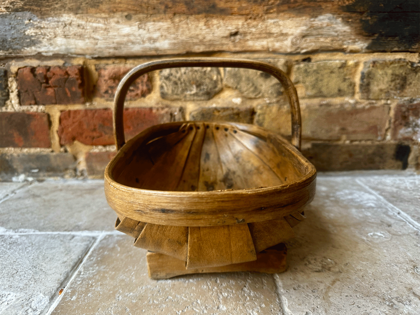 antique early 20th century rustic wooden treen sussex trug