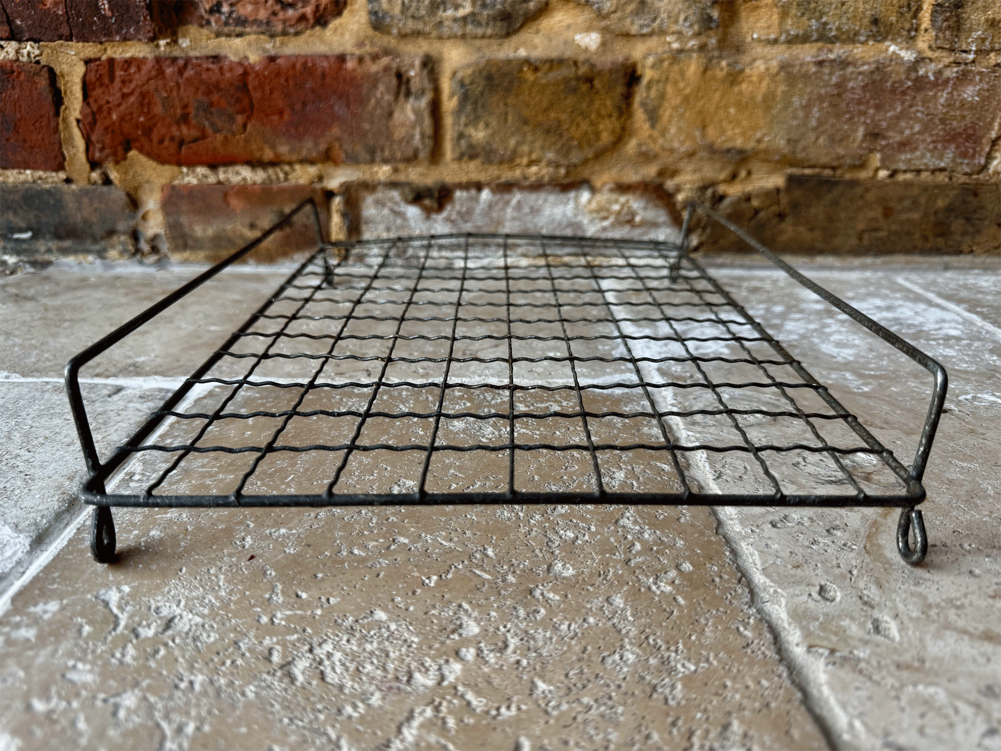 antique english early 20th century wirework cooling rack raised protective bar