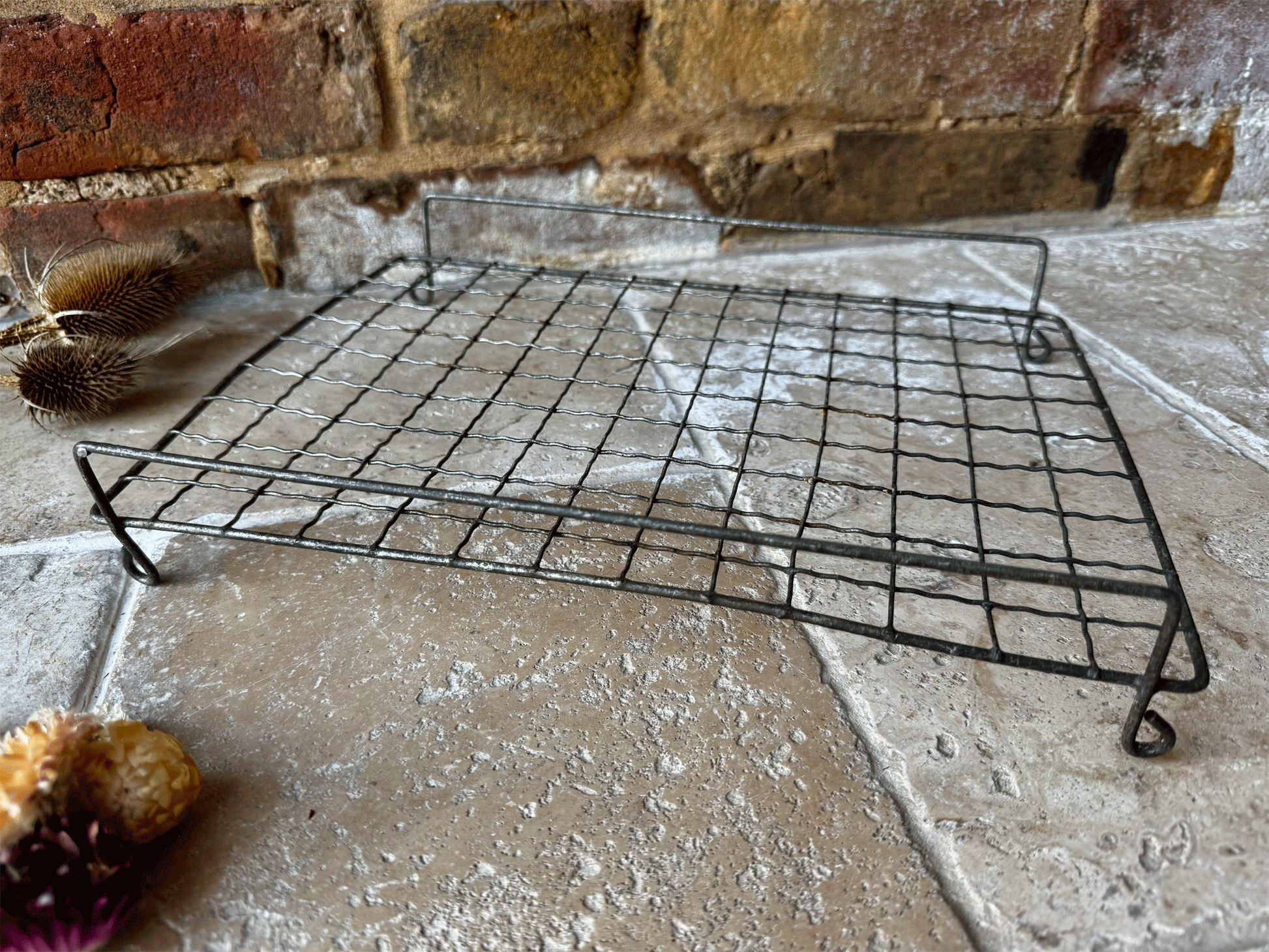 antique english early 20th century wirework cooling rack raised protective bar