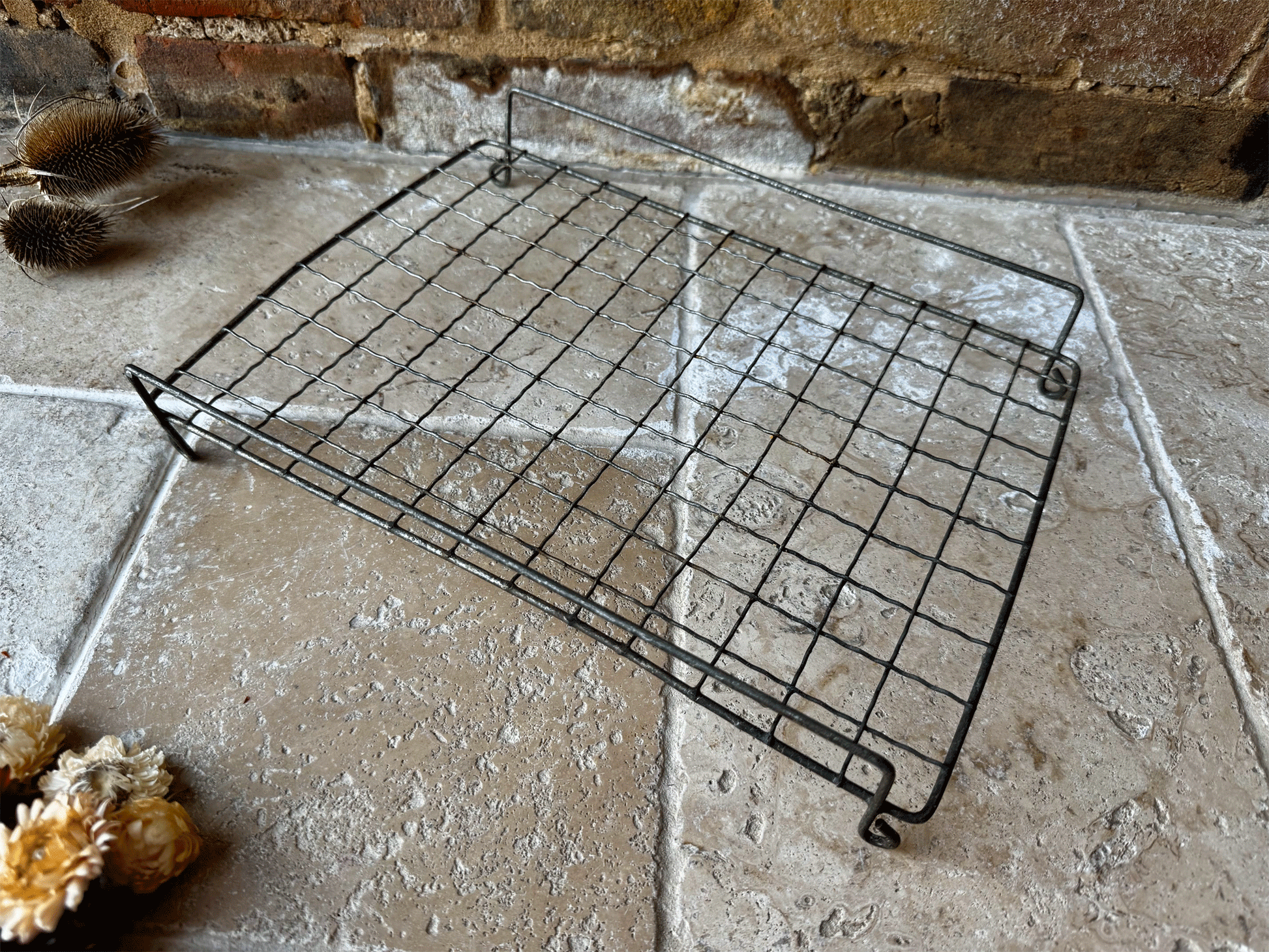 antique english early 20th century wirework cooling rack raised protective bar