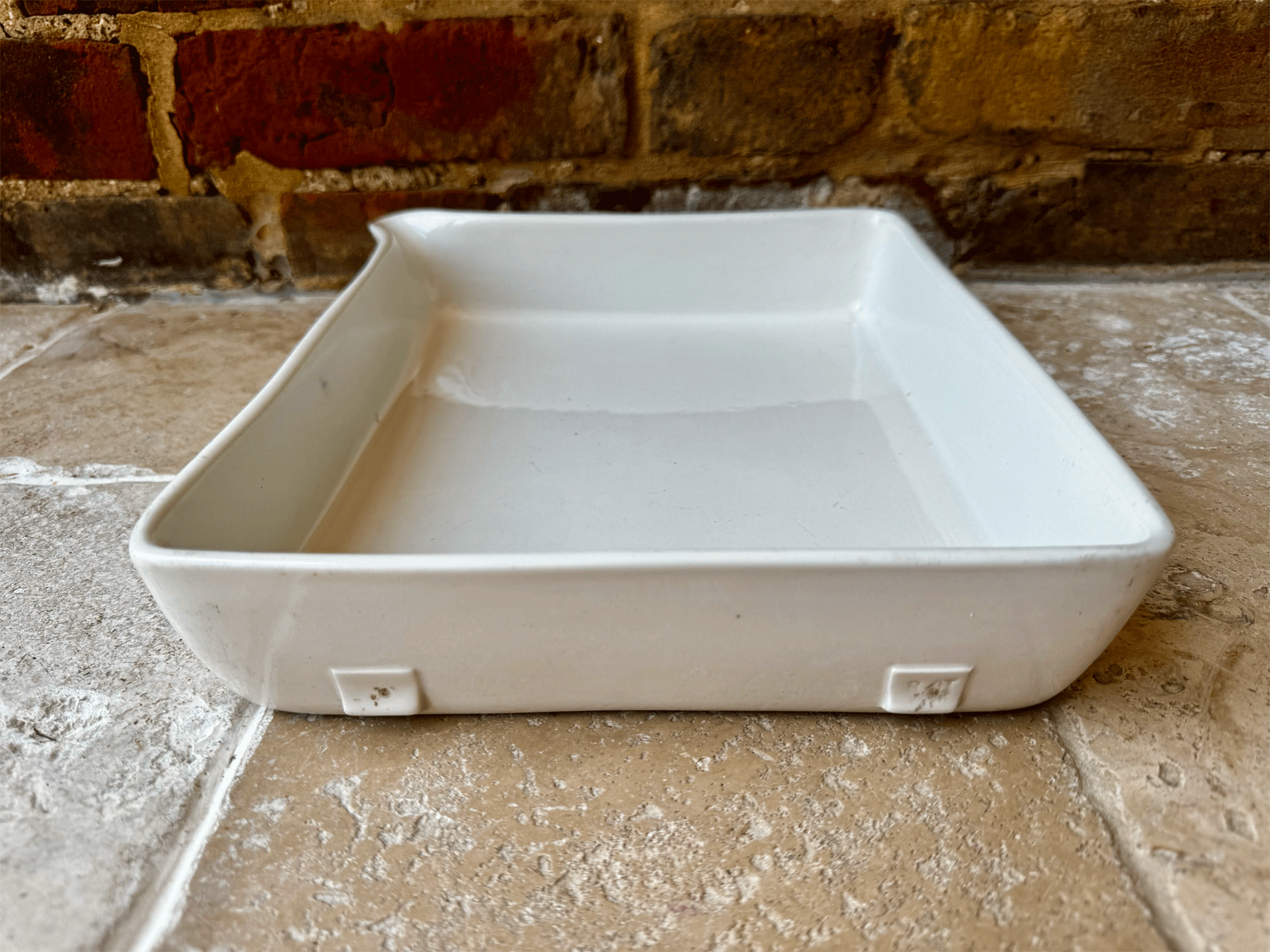 antique edwardian rare extra large plain white ironstone granitine developing tray