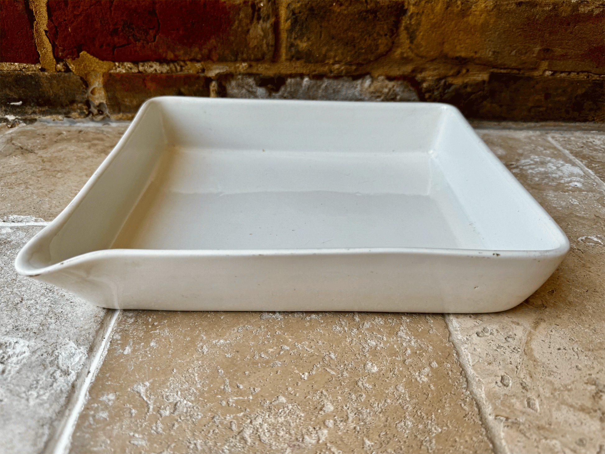 antique edwardian rare extra large plain white ironstone granitine developing tray