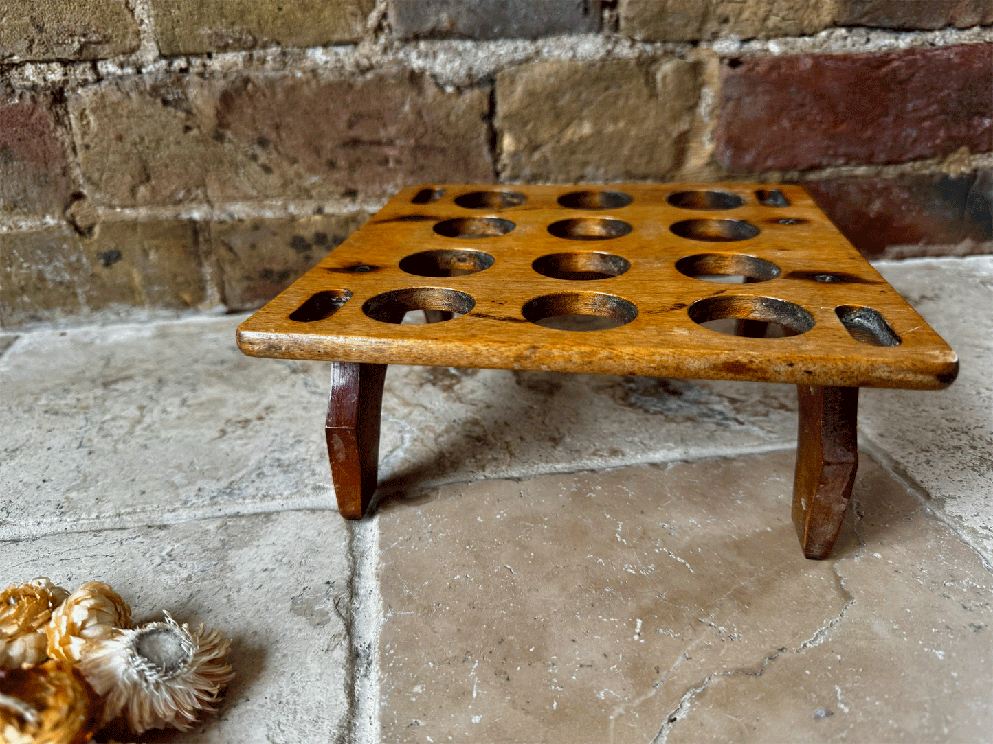 antique english edwardian stackable treen wooden egg rack one dozen twelve eggs