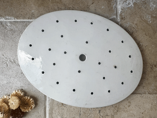 antique extra large plain white ironstone pierced drainer plate platter