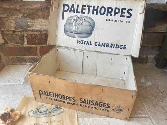 antique english kitchenalia palethorpes sausages transportation box advertising