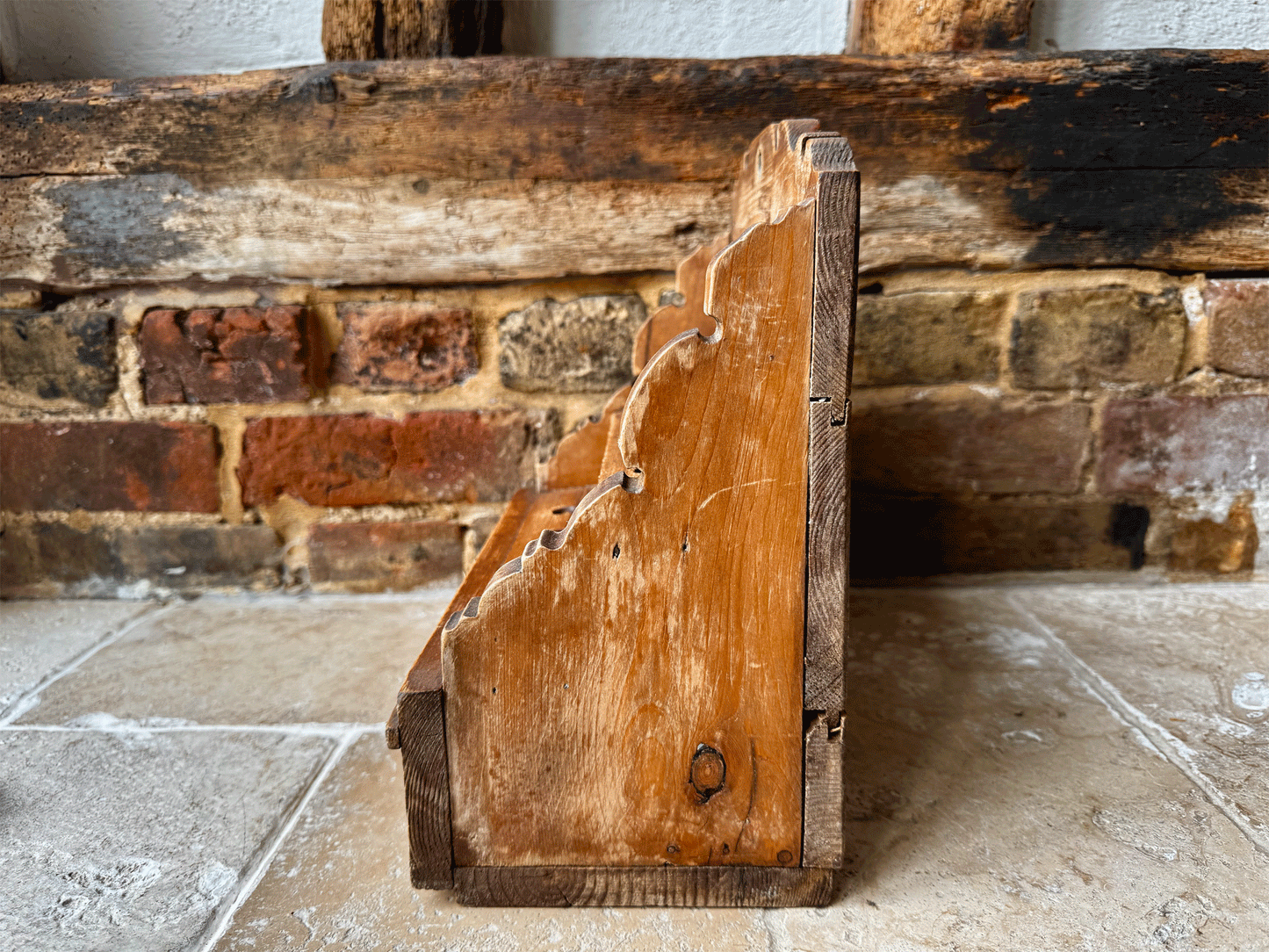 antique pine rare cawl spoon wooden treen hanging rack