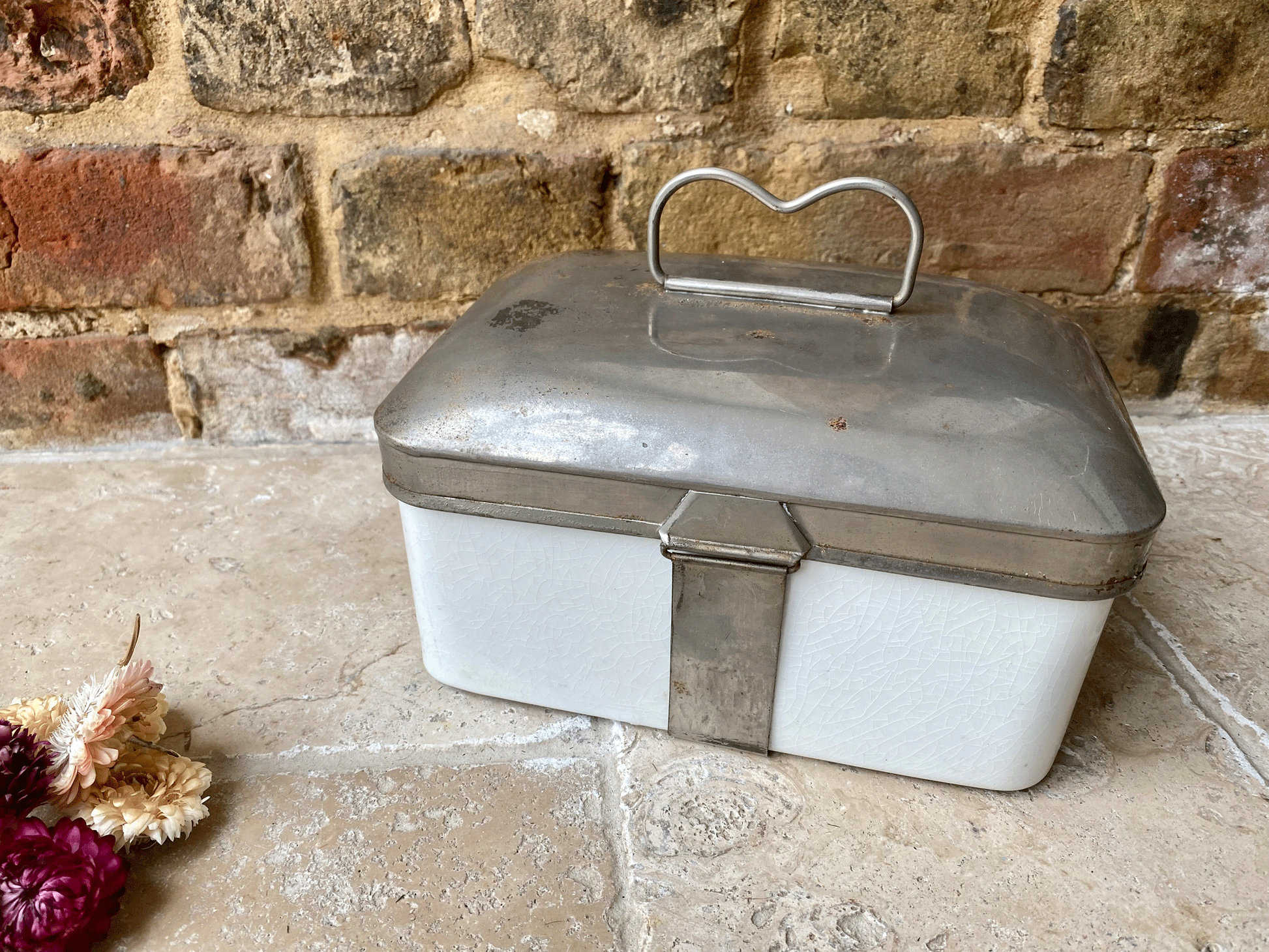 antique edwardian rare large white ironstone picnic box sandwich coracle