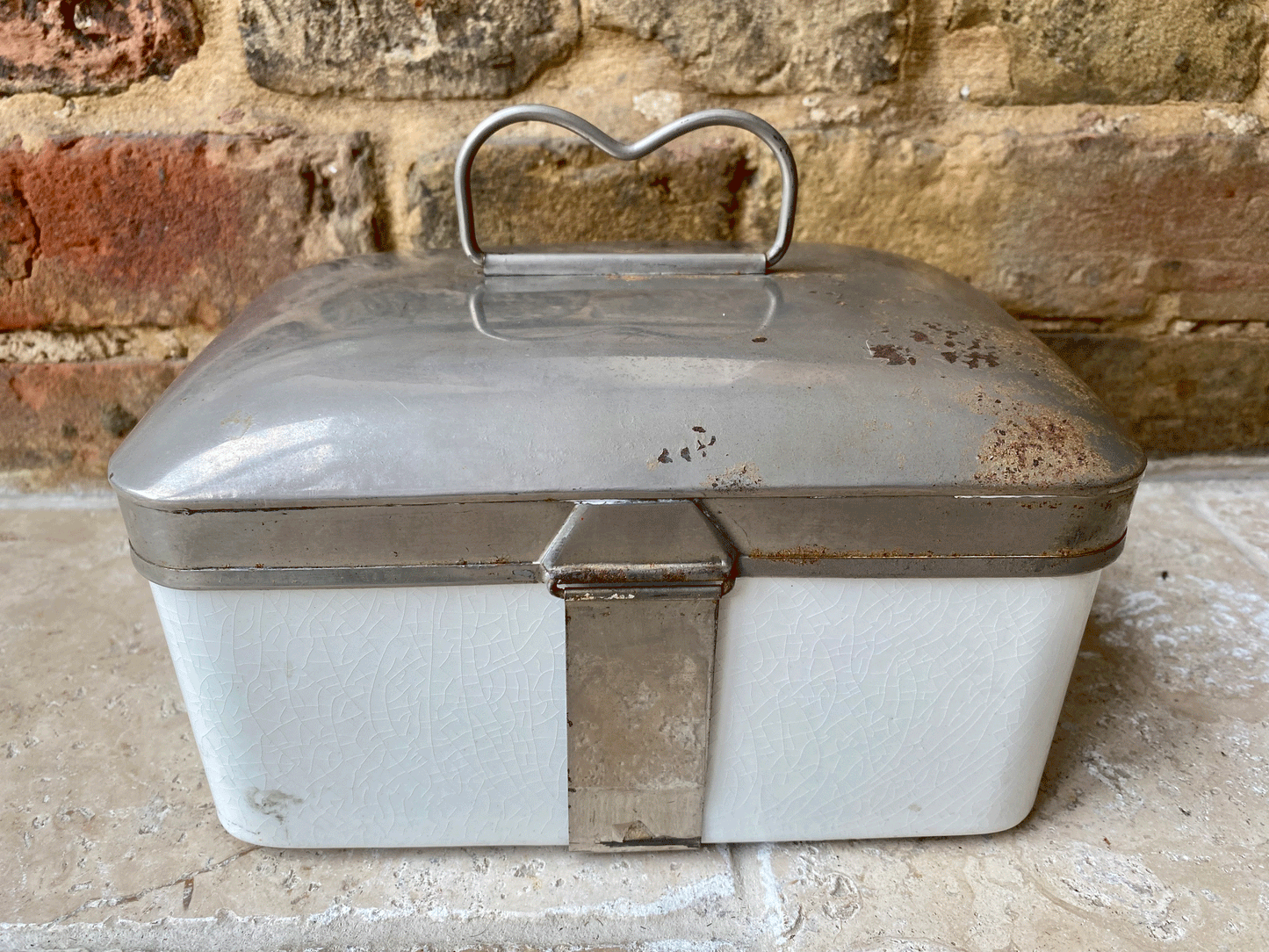 antique edwardian rare large white ironstone picnic box sandwich coracle