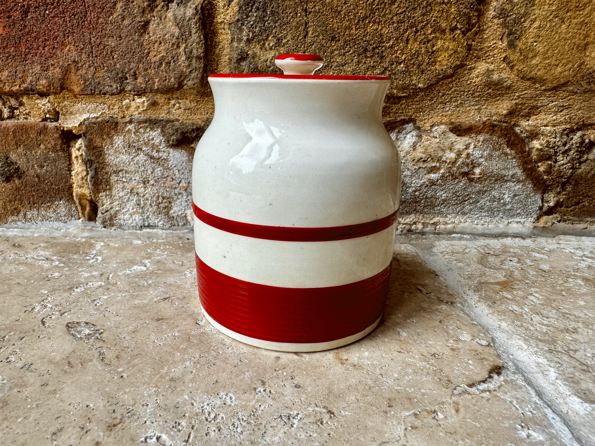 rare small ironstone kitchen storage jar canister red sadler kleen ware cherries