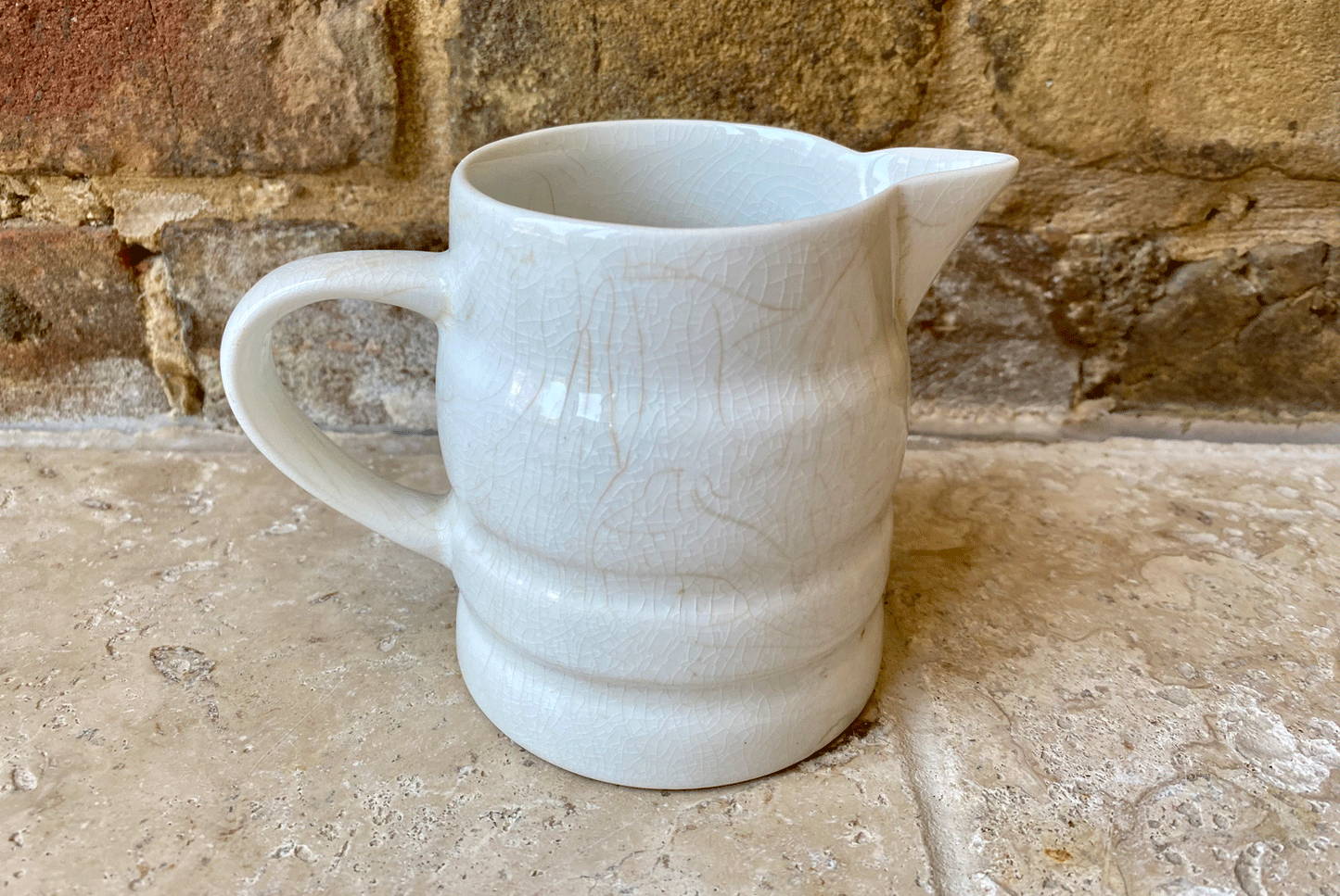 vintage mid century plain white ironstone banded melba cream dairy milk jug