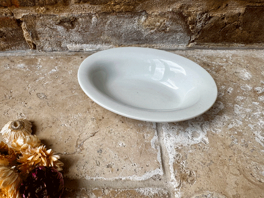 antique plain white ironstone pie dish abc aerated bread company advertising soap container