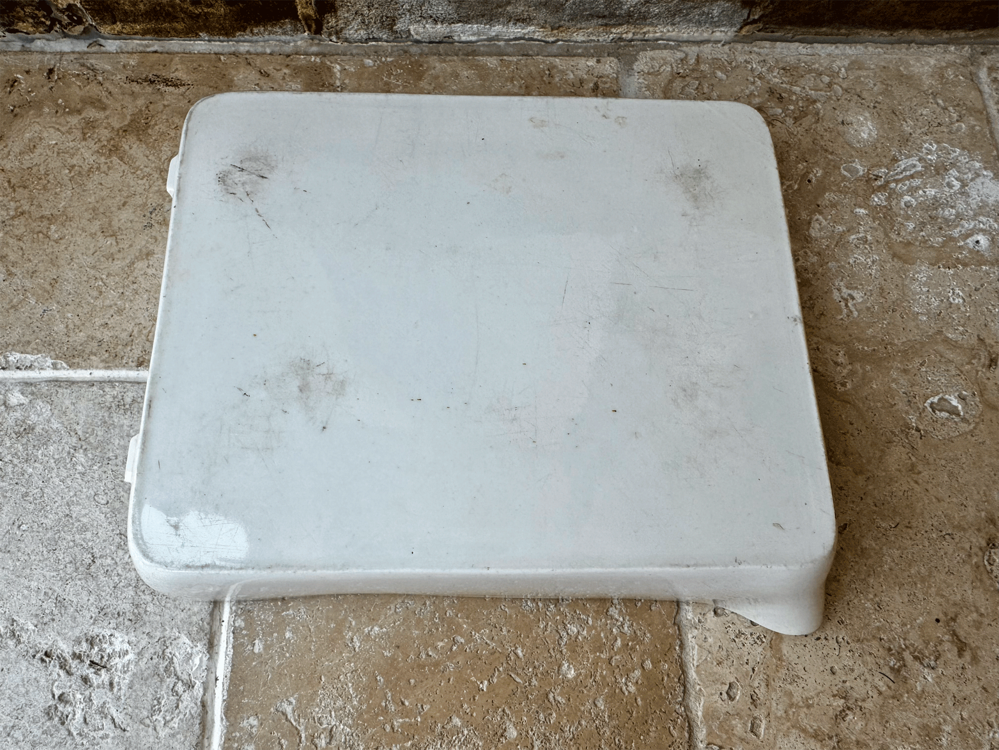 antique edwardian rare extra large plain white ironstone granitine developing tray