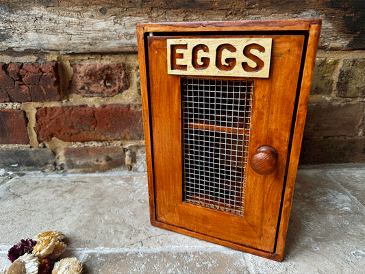 rustic vintage english wooden treen egg rack hutch cupboard