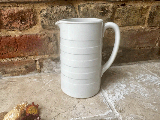 antique english plain white ironstone dairy jug pitcher vase utensil storage