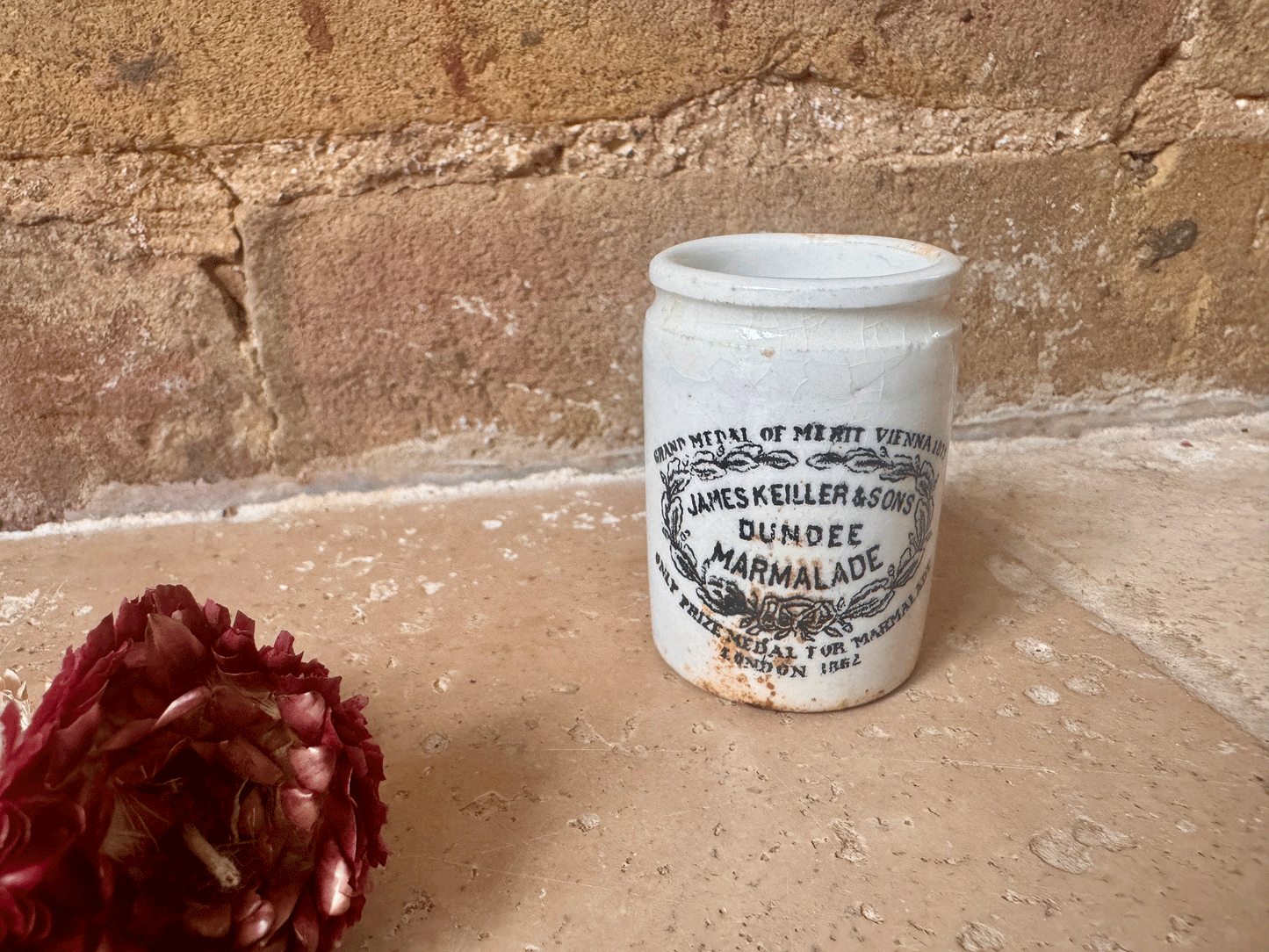 rare antique victorian scottish english advertising pot miniature small train size james keiller dundee marmalade pot