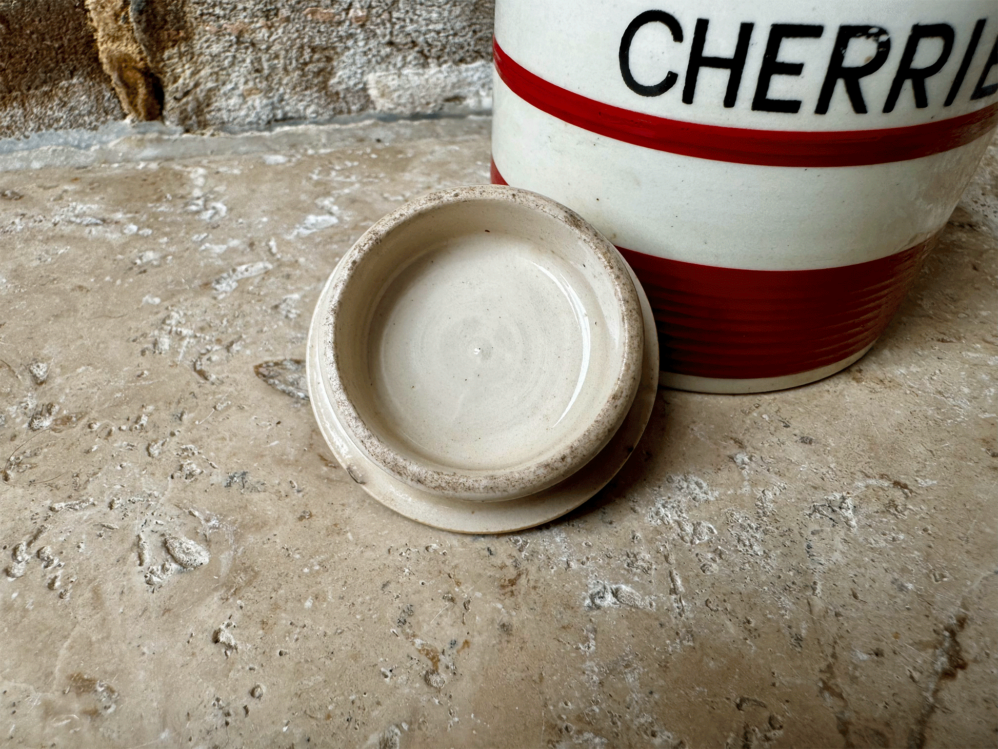 rare small ironstone kitchen storage jar canister red sadler kleen ware cherries