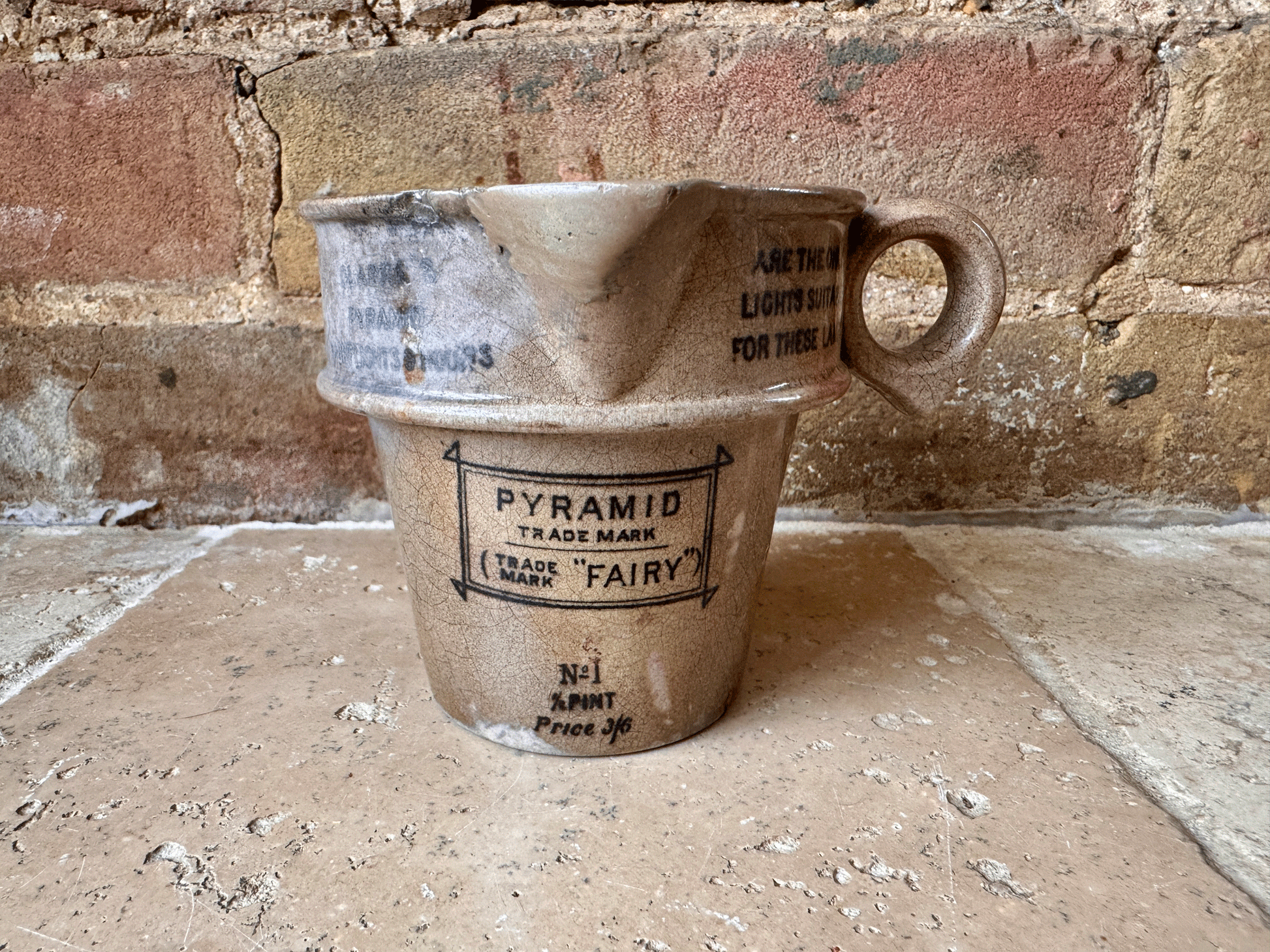 antique stained butter english advertising pot clarkes fairy pyramid night light holder