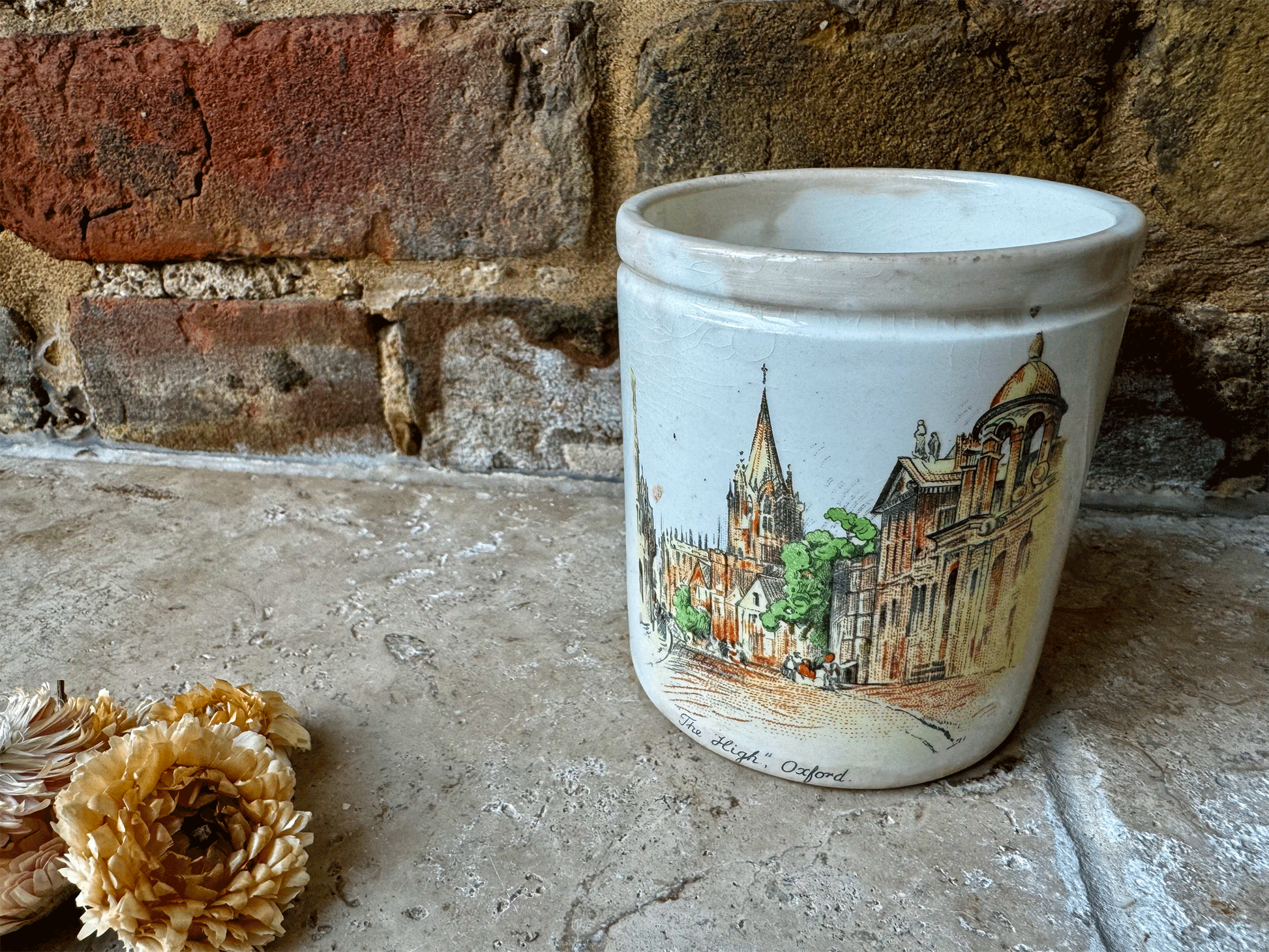 rare frank cooper oxford marmalade ironstone advertising pot oxford scenes