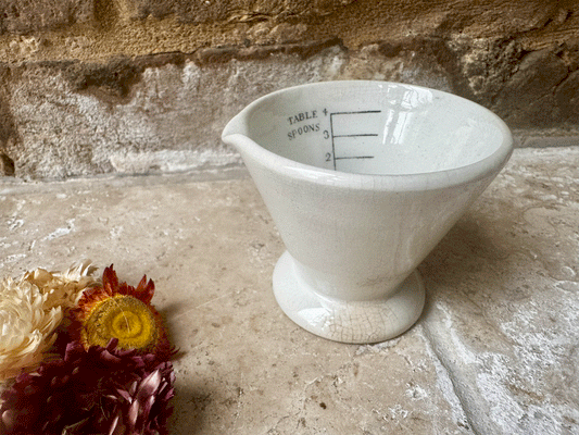antique english white ironstone tablespoon measuring cup kitchenalia medicine measure