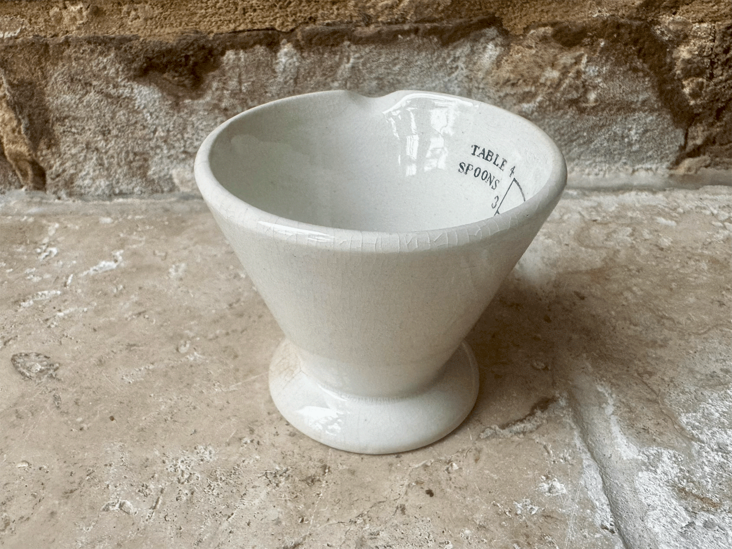 antique english white ironstone tablespoon measuring cup kitchenalia medicine measure