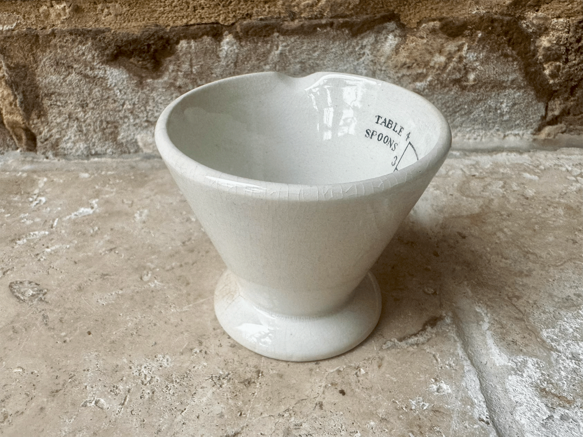 antique english white ironstone tablespoon measuring cup kitchenalia medicine measure