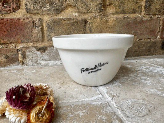 antique english white ironstone fortnum mason piccadilly pudding basin bowl advertising