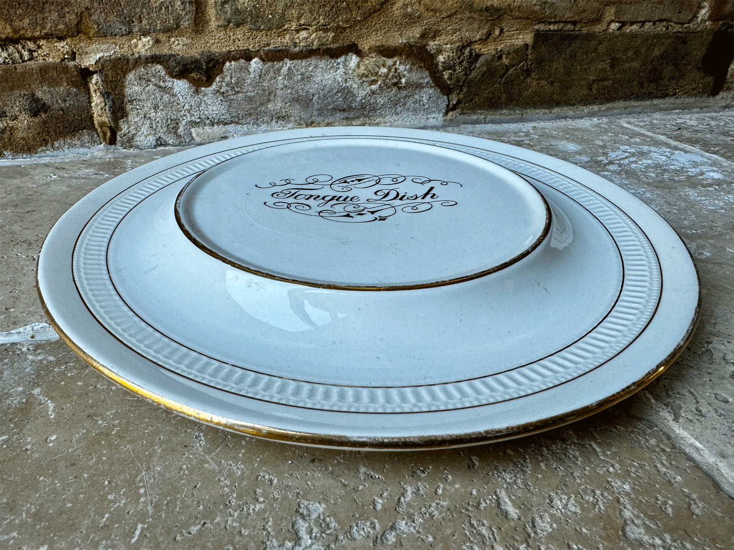 antique fieldings white ironstone english tongue dish