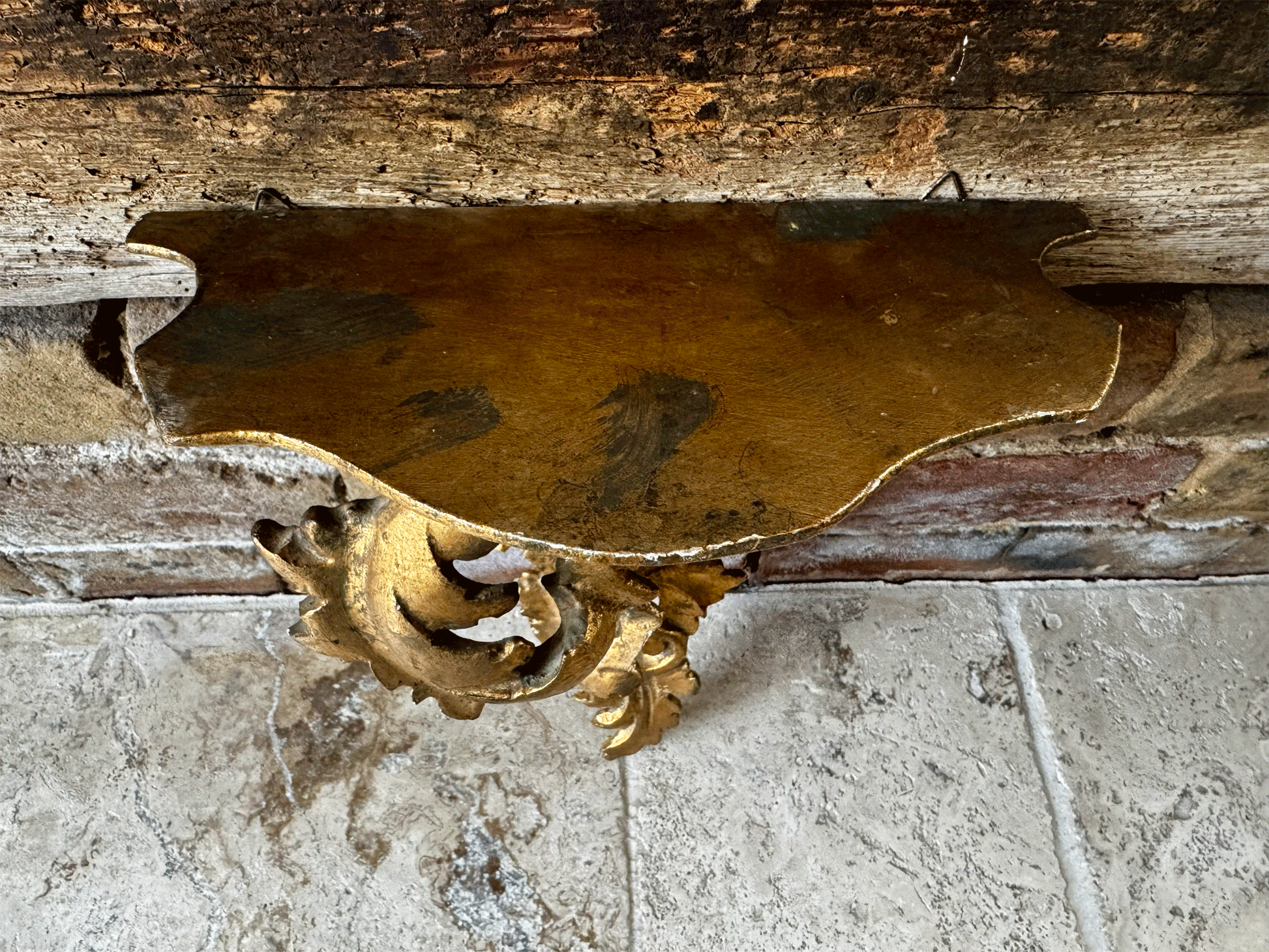 antique french gilt gilded floating wall shelf corbel sconce cornucopia