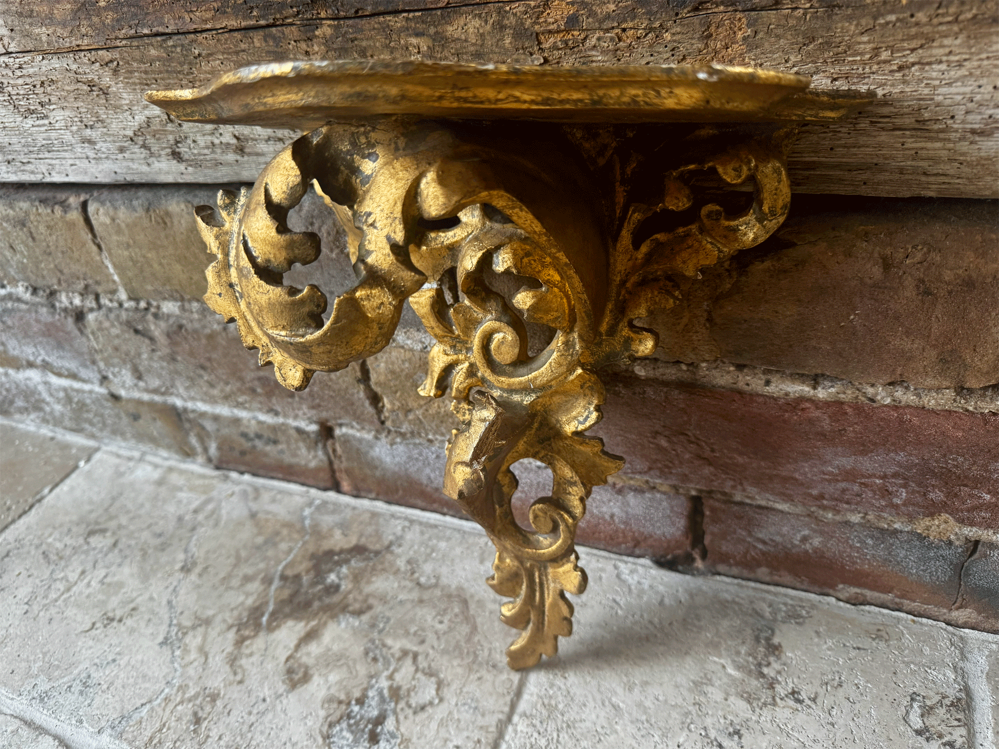 antique french gilt gilded floating wall shelf corbel sconce cornucopia